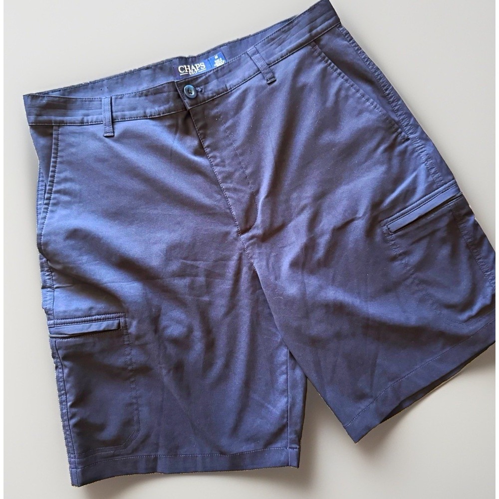 Chaps Golf Mens Shorts 34 Navy Stretch Cargo Performance 10" Inseam